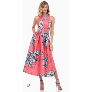 Kay Unger New York Madeline Midi Dress Floral Size 16 Easter